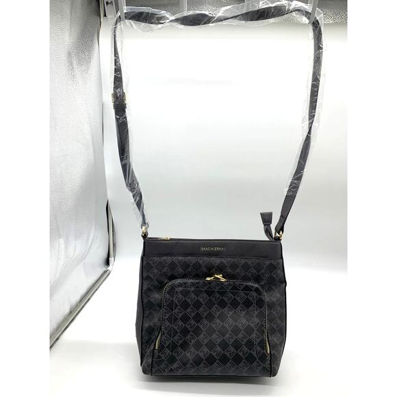 Isaac Mizrahi Live Crossbody Bag Women Multi Pouch Signature Canvas Gray Purse - Picture 1 of 11